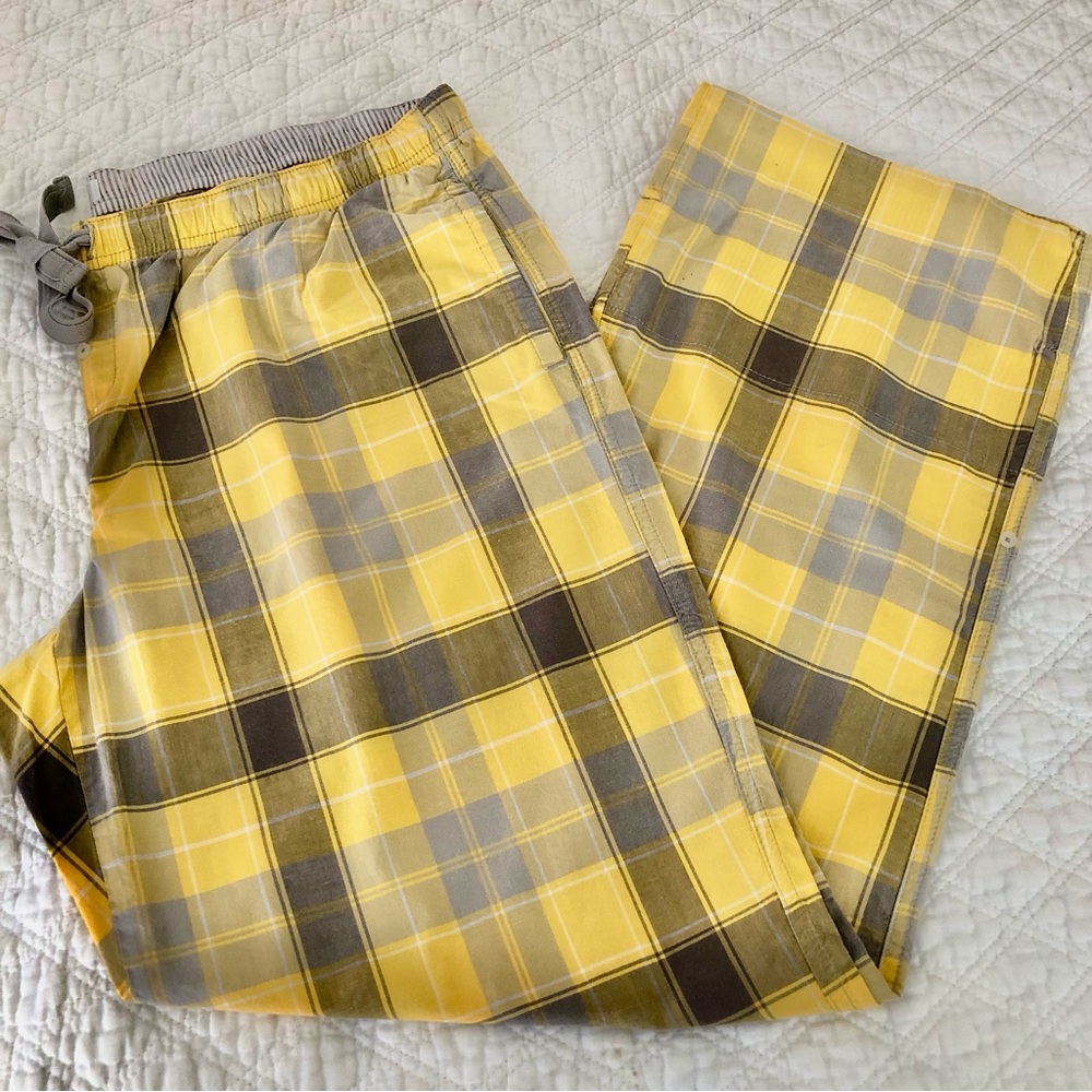 Yellow Plaid Women's Pajama Pants Slight Low Rise